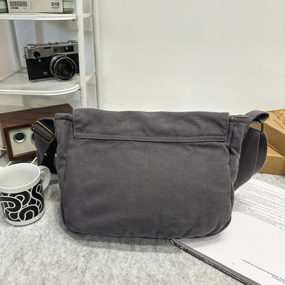 AFGWK School Vintage Canvas Messenger Bag for Men Crossbody Shoulder Bag Satchel Handbags(Slate)