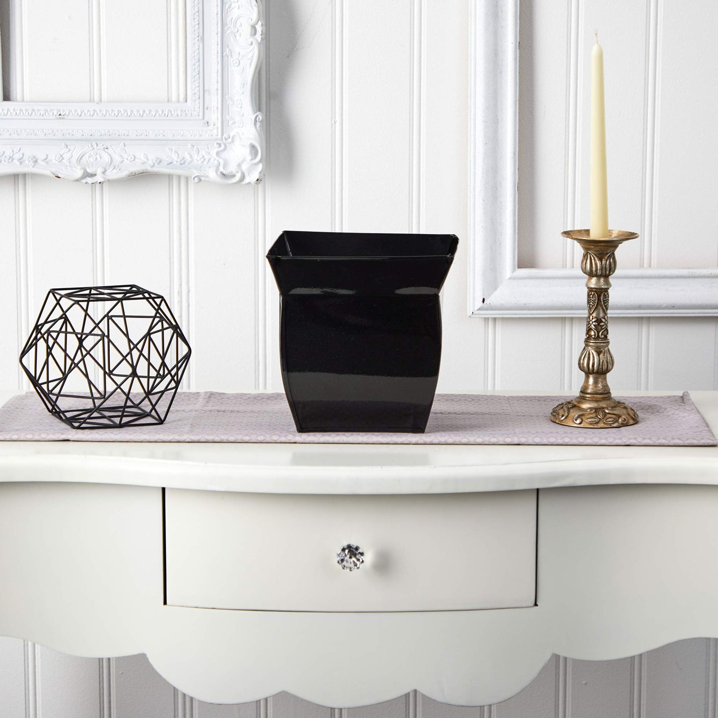 Nearly Natural 8in. Fluted Metal Square Planter