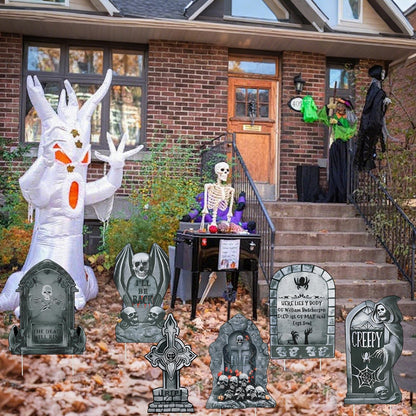 VQOIHP Halloween Tombstone Yard Signs with Stakes，Large Eerie Graveyard Design 6 PCS, Outdoor Garden, Lawn Decor, Yard Lawn Decorations Outside for Halloween Party Props