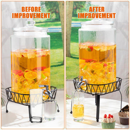 Honeydak 1 Pack 3 Gallon Glass Drink Dispenser for Parties Glass Beverage Dispenser with Stand and Spigot Leakproof Iced Water Storage Lemonade Juice Jar Mason with Lids for Wedding Parties Kitchen