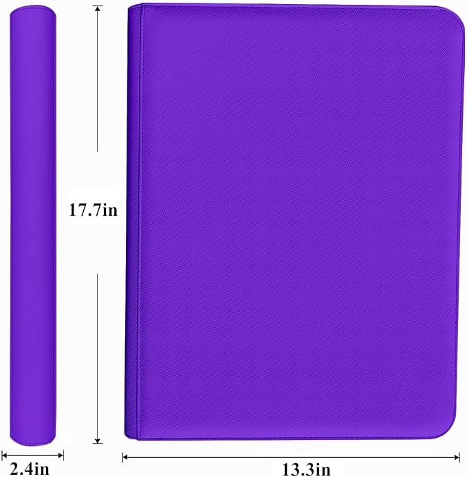 Trading Card Binder 16 Pocket, 1664 Pockets Ringless PU Cover Card Collection Binder, Double Sided Card Binder Collector Album, Card Folder for MTG, TCG, Sports Cards, Game Card (Purple, 16Pockets)