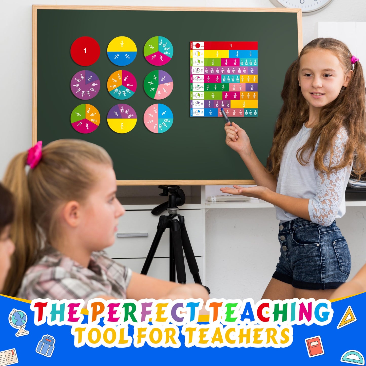 168PCS Magnetic Fraction Tiles Circles, Magnetic Fraction Educational Puzzle for Kids, Fraction Manipulatives Class Set for Elementary School Early Math Skills