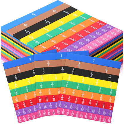 Sayglossy 24 Sets Fraction Tiles Set for Math Classroom Fractions Manipulatives Math Learning Manipulatives for Home School Supplies