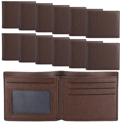 Kegeeei 12 Pcs Leather Bifold Wallets For Men, Bulk Mens Wallet For DIY Engraving, PU Leather Personalized Gift Wallets, 4.53x3.54 Inch, Brown