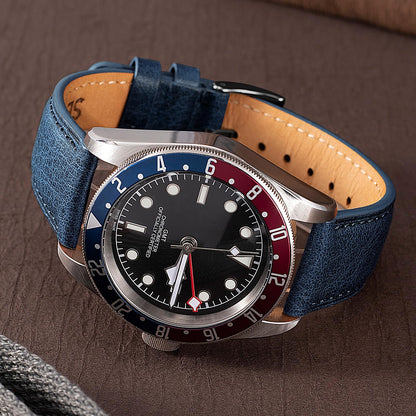 SEURE Quick Release Watch Band,Top Genuine Leather Watch Straps 19mm 20mm 21mm 22mm 24mm for Men and Women (22mm, Dark Blue-Black)