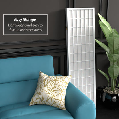 Red Lantern 5 ft. Tall Window Pane Shoji Screen - White - 3 Panels
