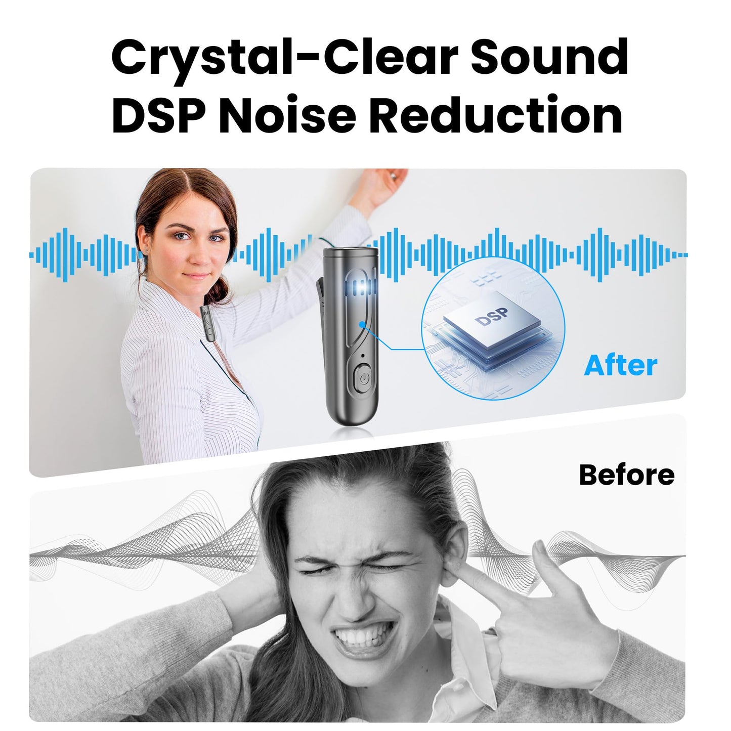 Voice Amplifier Wireless Microphone with Bluetooth Lavalier, Portable Microphone and Speaker for Teachers, Mini Rechargeable Amplifier, Ideal for Classroom, Meetings, Yoga, Speeches, and Tour Guides