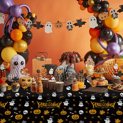 Tbsone Halloween Disposable Plastic Tablecloth, Rectangle, 3 Pack