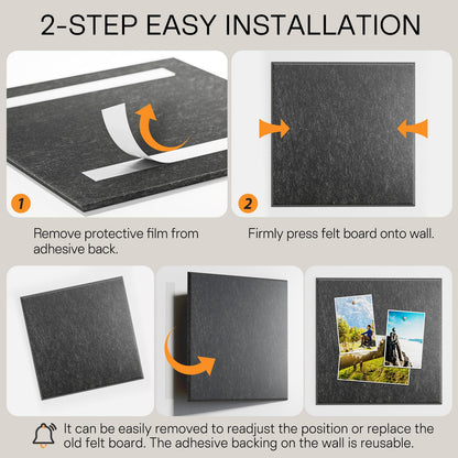 MaxGear Large Cork Board for Wall 36" x 24", Dark Gray Bulletin Board, 6 Pack Felt Wall Tiles with Pushpins, Cork Boards for Office Pin Board Tack Board Cork Boards