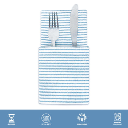 CHARDIN HOME Sky Blue & White Pinstripe Napkin, 18x18 in, Set of 6 Everyday Cloth Napkins, Recycled Cotton, Also Perfect for Holidays, Dinner Parties, Birthdays, Weddings, Hotels
