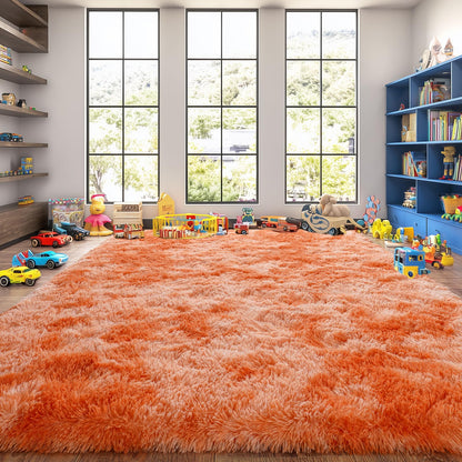 Upgrade Non-Slip Plush Rugs for Living Room, Soft Shaggy Carpets for Living Room, Fuzzy Rugs for Kids' Room, Perfect Decor for Modern Home Tie Dye Orange 5x7Feet