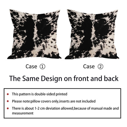 Cowhide Print Pillow Covers 20X20 Inch Black White Cow Spots Decorative Square Pillow Cases Set of 2 Farmhouse Western Home Decor Cotton Linen Throw Pillows For Bedroom Sofa Couch Porch Outdoor