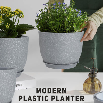 YNNICO Plant Pots 12/10/9 inch Set of 3, Flower Pots with Multi Mesh Drainage Holes, Large Planters for Indoor Outdoor Garden Plants and Flowers. (Gray)