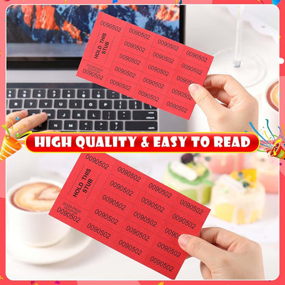 Kosiz 1000 Sheets 15 Bid Raffle Ticket Numbers Auction Tickets for Events & Church (Red)