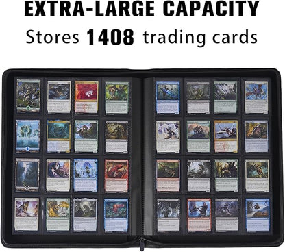 Card Binder 16 Pocket,Trading Card Binder Holds up to 1408 Cards with 44 Sleeves,Zipper Card Holder Album Compatible with TCG Card/Game Cards/Sports Card-Purple