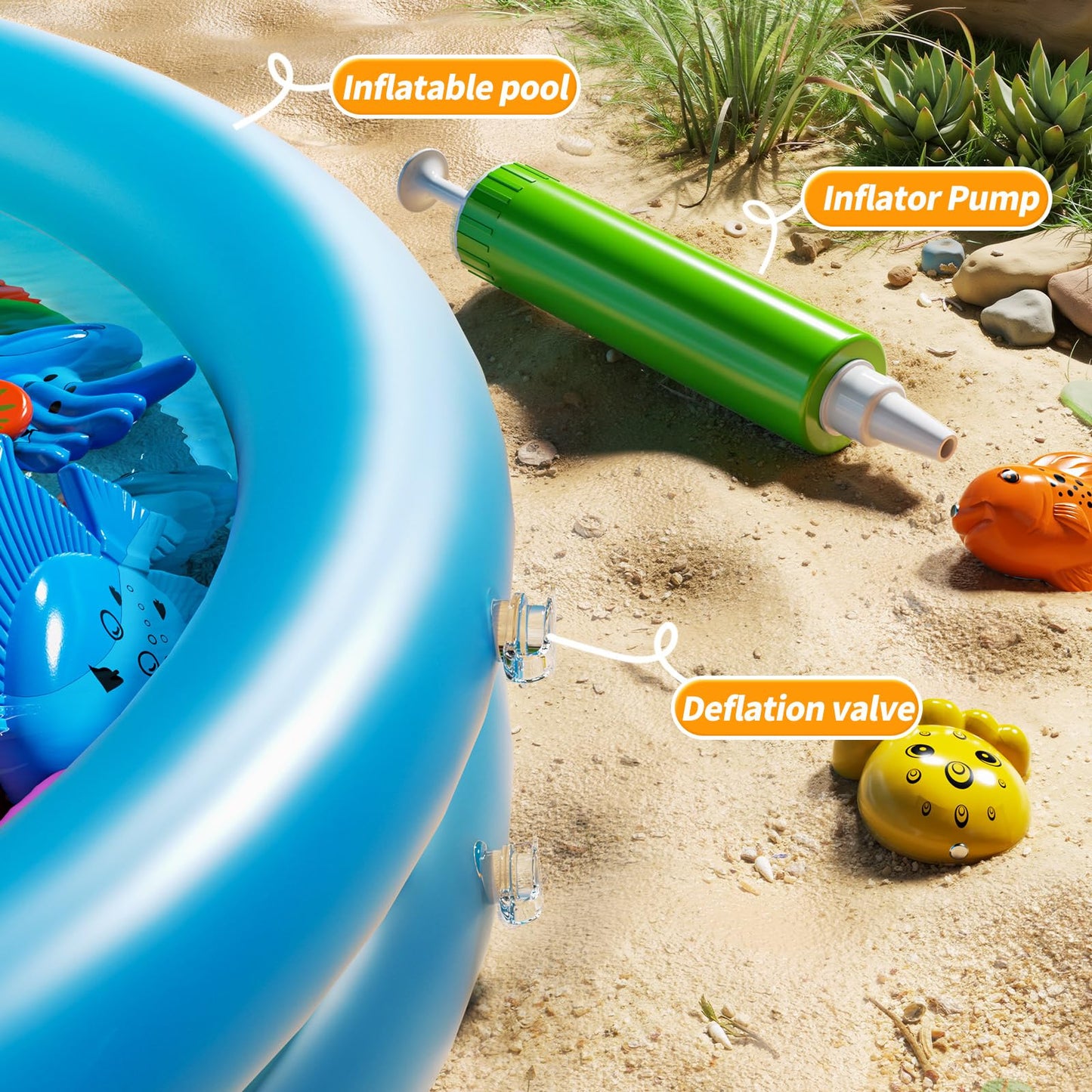 PEADUCK Magnetic Fishing Game Pool Toys for Toddlers 3-5, Water Table Bathtub Toys with Inflatable Pool Pole Rod Net Plastic Floating Fish, Outdoor Toys for Kids Boys Girls Age 3 4 5 6 7 8 Year Old