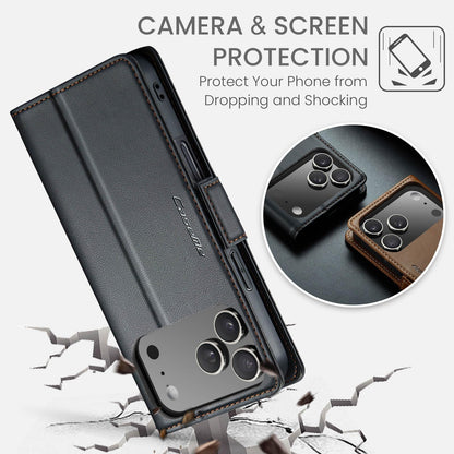 SINIANL Leather for iPhone 17 Pro Max Case Wallet, PU Leather Wallet Case Flip Folio RFID Blocking Card Holder Stand Phone Cover for iPhone 17 Pro Max, Black