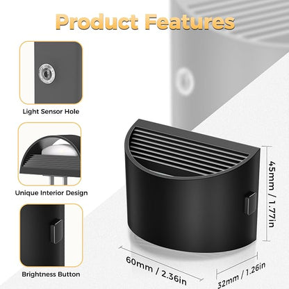 DORESshop LED Night Light[2 Pack], Night Lights Plug into Wall, Plug in Night Light with 3 Color Temperatures, Dusk to Dawn Sensor, Nightlights for Adults, Bedroom, Bathroom, Hallway, Black