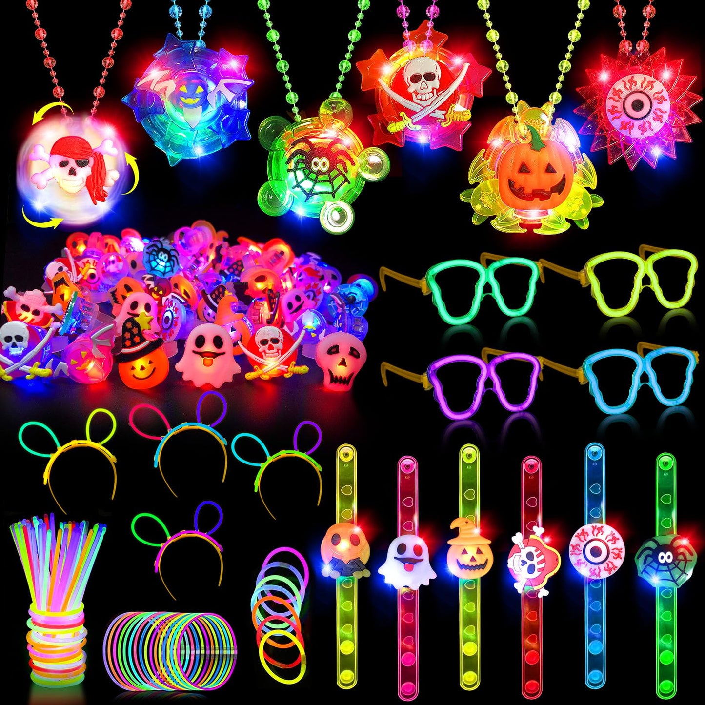 iRugosa hapfyer 124PCS Halloween Party Favors for Kids, Glow in the Dark Toys Bulk for Halloween Treat Bags Goodies Bags Fillers/Halloween Gifts Party Supplies