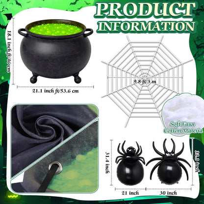 Soulchen 32 Pcs Halloween Witch Trunk or Treat Car Decor Kit Witch Cauldron Banner Inflatable Legs Fake Campfire Camping Balloon Prop Yard Halloween Wizard Garage Trunk or Treat Car Supplies(Green)