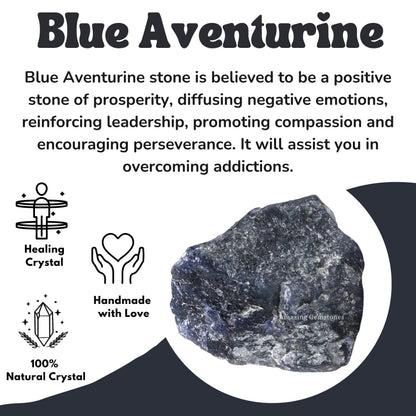 Amazing Gemstone Blue Aventurine Raw Crystals and Healing Stones, Natural Rocks for Tumbling and DIY Raw Stones and Crystals (1 Piece)