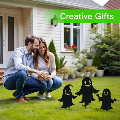 WACLSTDAY Ghost Metal Halloween Decorations Outdoor Garden Stakes, for Women/Men/Ghost Lovers,Black Silhouette Statues Yard Art, Lawn, Backyard, Patio, Pathway Decor
