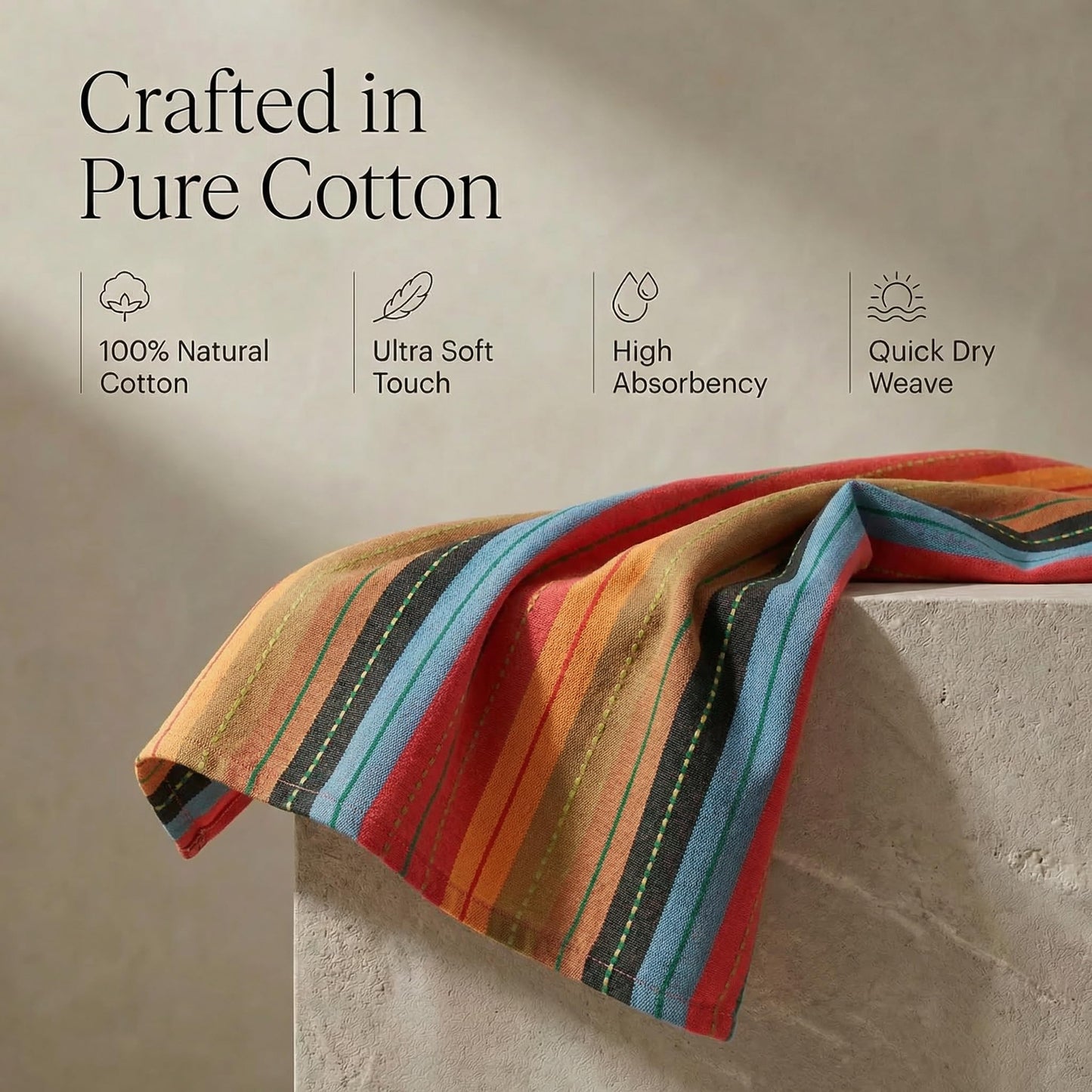 Urban Villa Kitchen Towels 100% Cotton Dish Towels for Kitchen (Set of 6) 20"x30" Highly Absorbent Kitchen Linen Set with Hanging Loop Dish Cloths Perfect for Drying Dishes Cleaning Towels - Red Multi