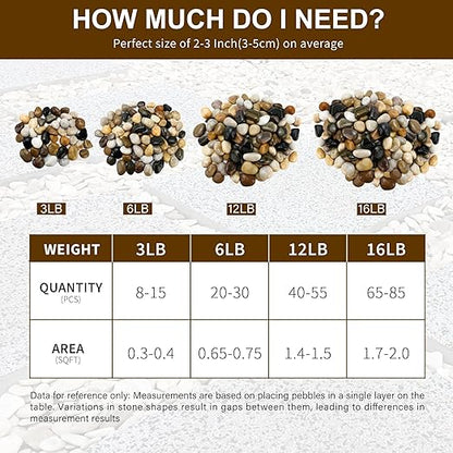 NUPICK 12lb River Rocks for Plants Indoor, 1-2Inch Mixed Pebbles for Vase Fillers, Decorative Gravel for Fish Tank, Natural Polished Stones for Succulent, Bonsai, Landscaping, Bird Baths