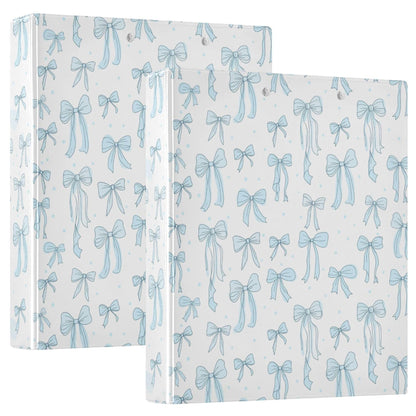 Blue Gray Leaves Round Ring Binders 1.5 Plants Botanical 3 Ring Clipboard Binder for Office School Work Supplies File Folder 200 Sheet Capacity Easy Open