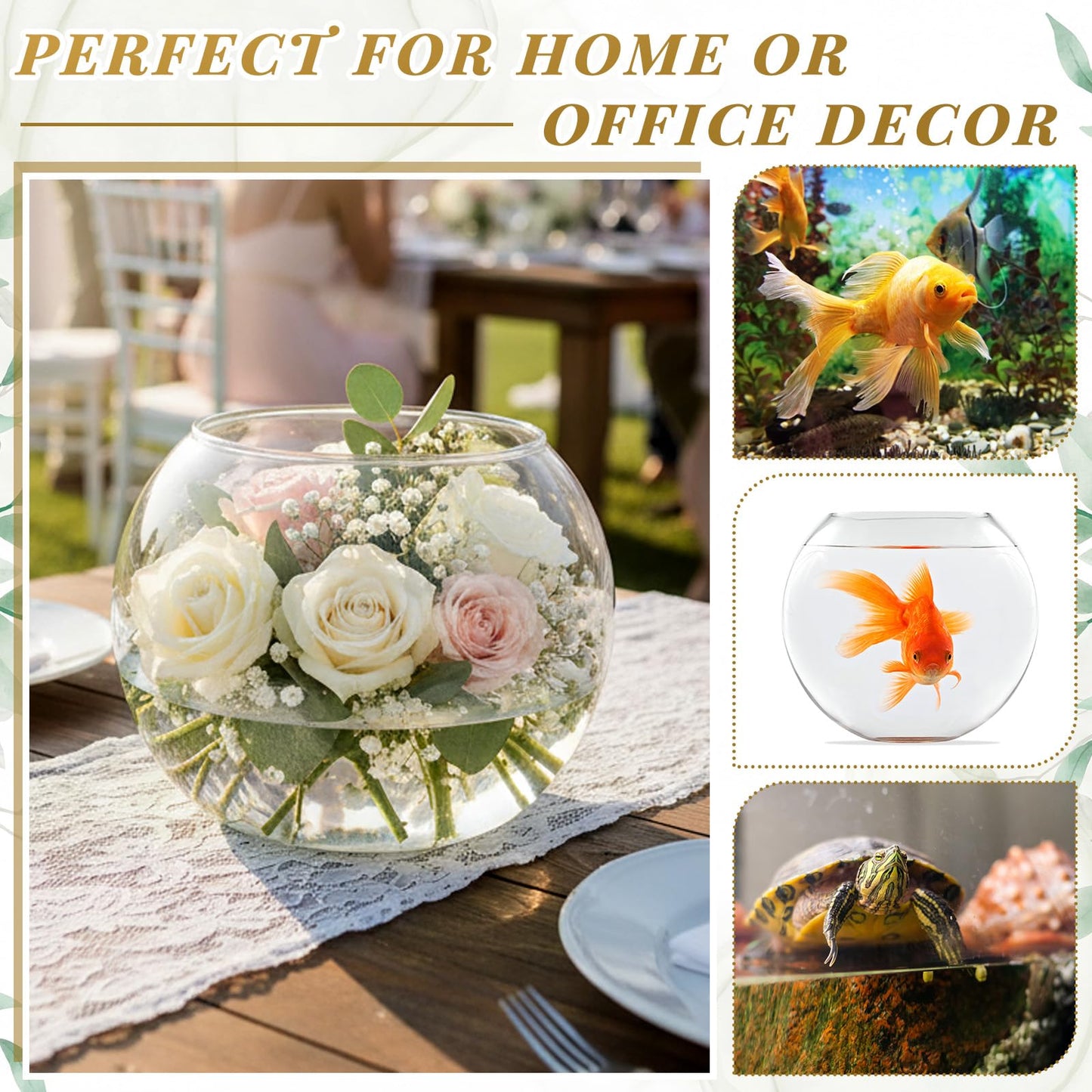 48 Pcs Glass Bubble Bowl Vase Bulk, Clear Round Glass Centerpiece Bowls for Valentine's Wedding Table Decor, Fish Flower Bud Vase Terrarium for Event Party DIY (3.5" h X 4.7" w)