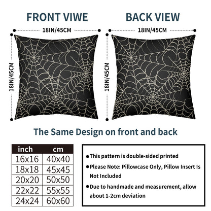 Halloween Spiderweb Pillow Covers 18x18 Set of 2 Black White Spider Web Outdoor Decorative Throw Pillows Halloween Scary Themed Farmhouse Pillowcases Linen Cushion Case Decor for Home Sofa Couch Bed