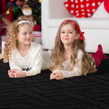 Flagover 4x6 Black Washable Area Rug for Bedroom, Modern Geometric Shag Non-Slip Living Room Rugs, Fluffy Plush Soft Memory Foam Carpet for Kids Boys Room Nursery Room Dorm Bedside Decor