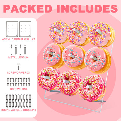 RLHDIS Donut Stand, 2 Pack Acrylic Donut Wall Display Stand, Clear Bagels Holder for Party, Wedding Birthday Events Baby Shower (2 Pack)