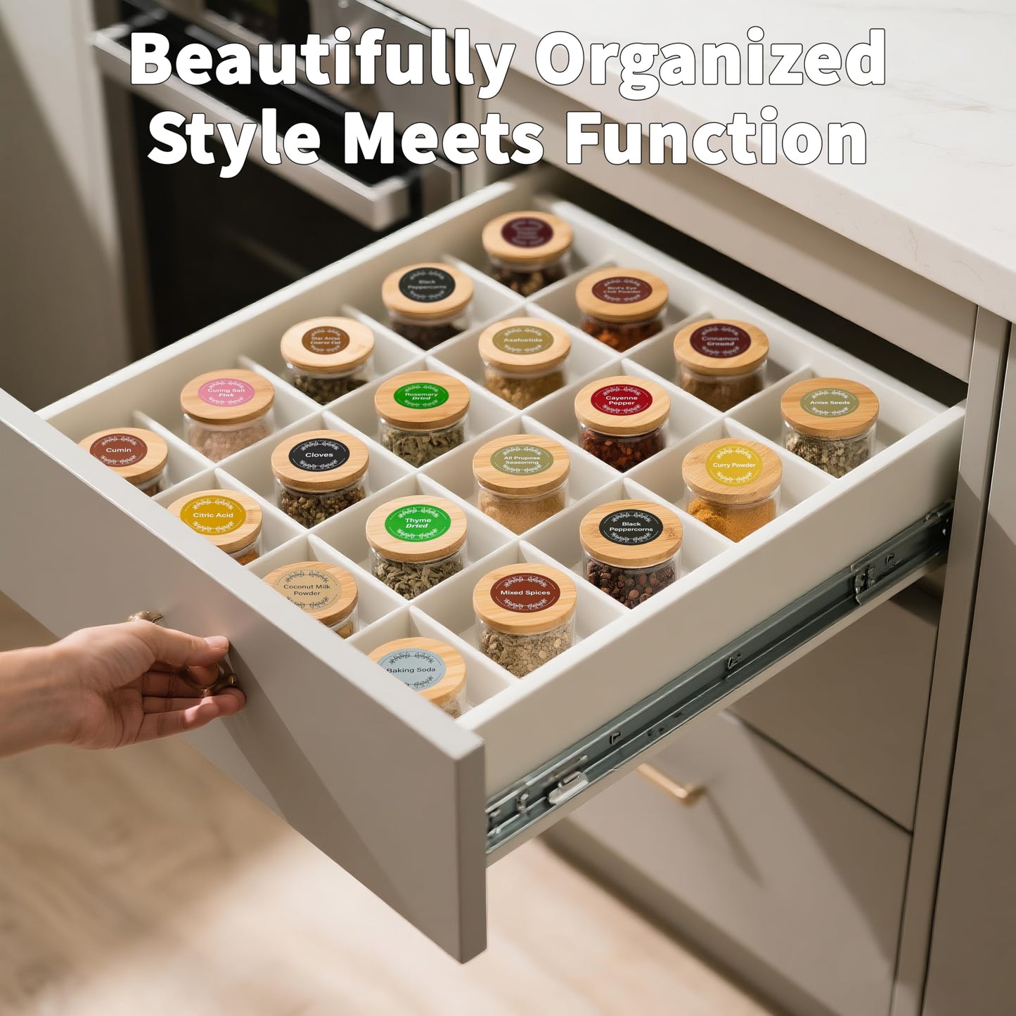 672 Color-Coded Spice Labels Book with A–Z Index – Waterproof & Oil-Resistant Preprinted Round Stickers for Kitchen Jars – 1.2" Pantry Labels for Spices, Seasonings, and Herbs – Modern Color Style