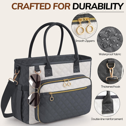Large Bible Bag with Bible Cover Case for Women，Church Tote Bag Travel Bag Diaper Bag with Shoulder Strap for Teachers, Nurses, Moms, Bible Lovers (Gray)