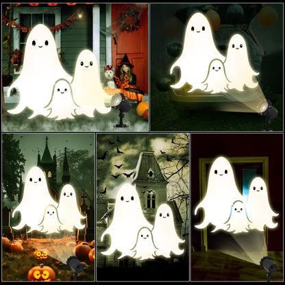 Treela Halloween Cute Ghost Projector Lights Outdoor Indoor Dynamic Lights Decoration Outside LED Landscape Lamp for Holiday Garden Supplies