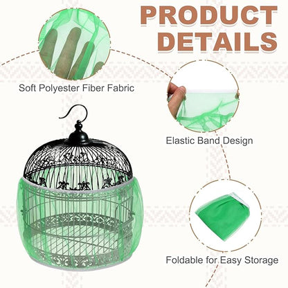 Bird Cage Seed Catcher, Bird Cage Net Cover Seeds Guard, Universal Birdcage Accessories, Green, Circumference 31.5"-43.3", Height 7.9" for Parrot Cockatiel Enclosures