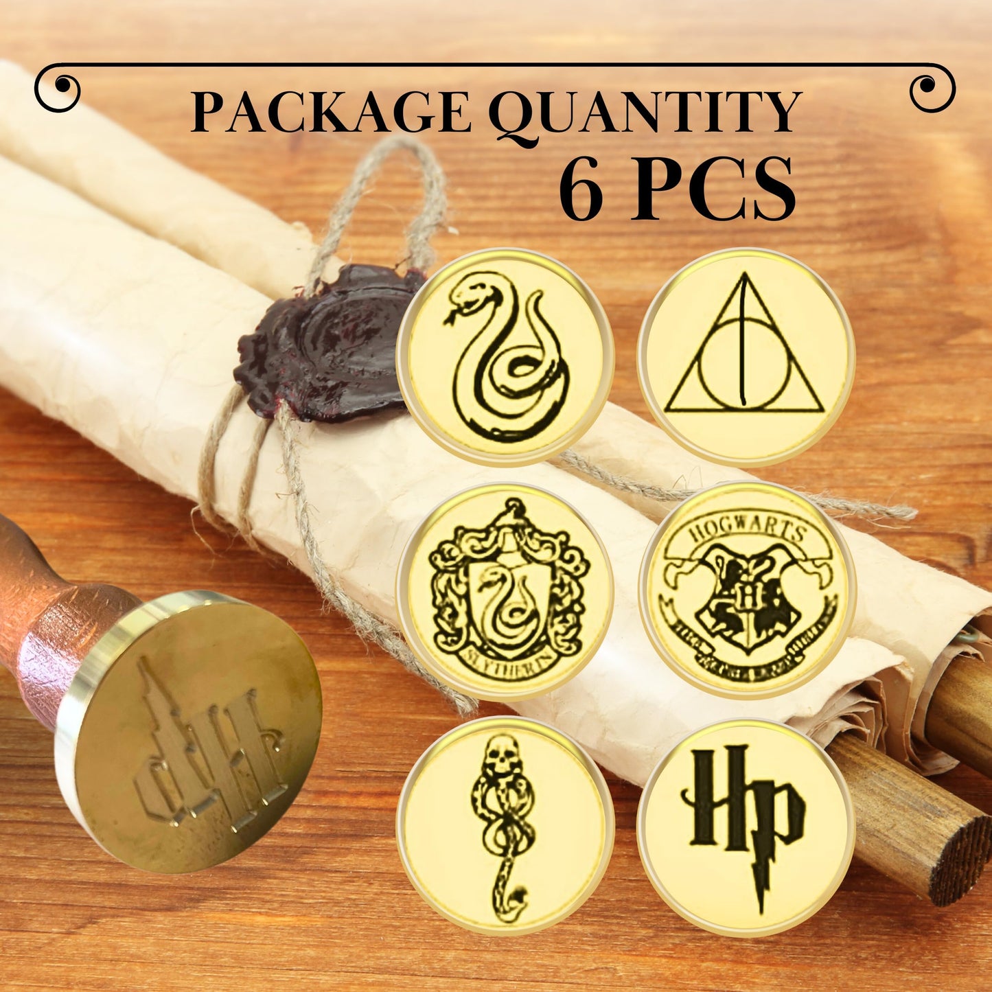 Wax Seal Stamp Kit - Sealing Stamp Set with Vintage Wooden Handle Seal Wax Stamp for Craft and Gift Vintage Wax Envelope Seal Press Heads and Hand for Adults