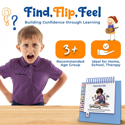 Thought-Spot Expressive Faces Flipbook | Emotions Wheel & Feelings Chart | Emotional Regulation Tool for Home, Class, Calm Down Corner | Helps Kids Learn Coping Skills | Autism Must-Have