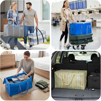 BALEINE 4-Pack Oversized Moving Bags with Reinforced Handles, Heavy-Duty Storage Tote for Clothes, Moving Supplies (Royal Blue, 4-Pack)