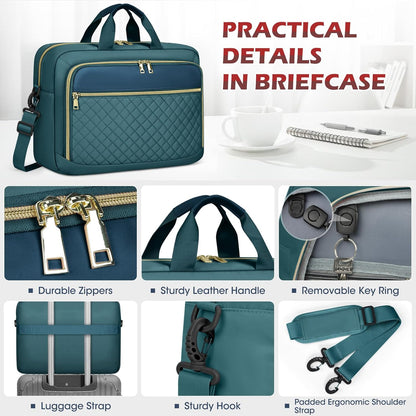 NEWHEY Laptop Bag 17.3 Inch Laptop Briefcase for Women Men Waterproof Shoulder Messenger Bag Large Computer Bag for Business Office Work College, Dark Green