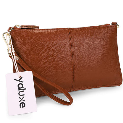YALUXE Genuine Leather Wristlet Handbags Purses Cell Phone Pocket Clutch Wallet Crossbody Bags for Women