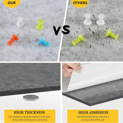 Uoisaiko 4 Pack Hexagon Felt Bulletin Board Tiles - 12" Large Thick Pin Board for Walls with 30 Push Pins, DIY Boards for Office Home School Decor, Aesthetic Hex Cork Board Alternative