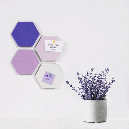 Afumazi 8Pcs Hexagon Felt Cork Board Tiles Self Adhesive Bulletin Board, Pin Board for Wall Decor Memos Photos Display (Set F)