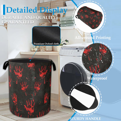 Halloween Blood Spatter Hand Laundry Basket Collapsible Laundry Hamper, Oxford Cloth Storage Bin for Room/Bathroom/Bedroom/Dormitories 16" X 20.8"