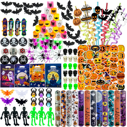 CHSLtmxq 206pcs Halloween Party Favors, Stationery Supplies Set, Halloween Treats Goodie Bags Fillers gifts, Halloween Prizes for Trick or Treat