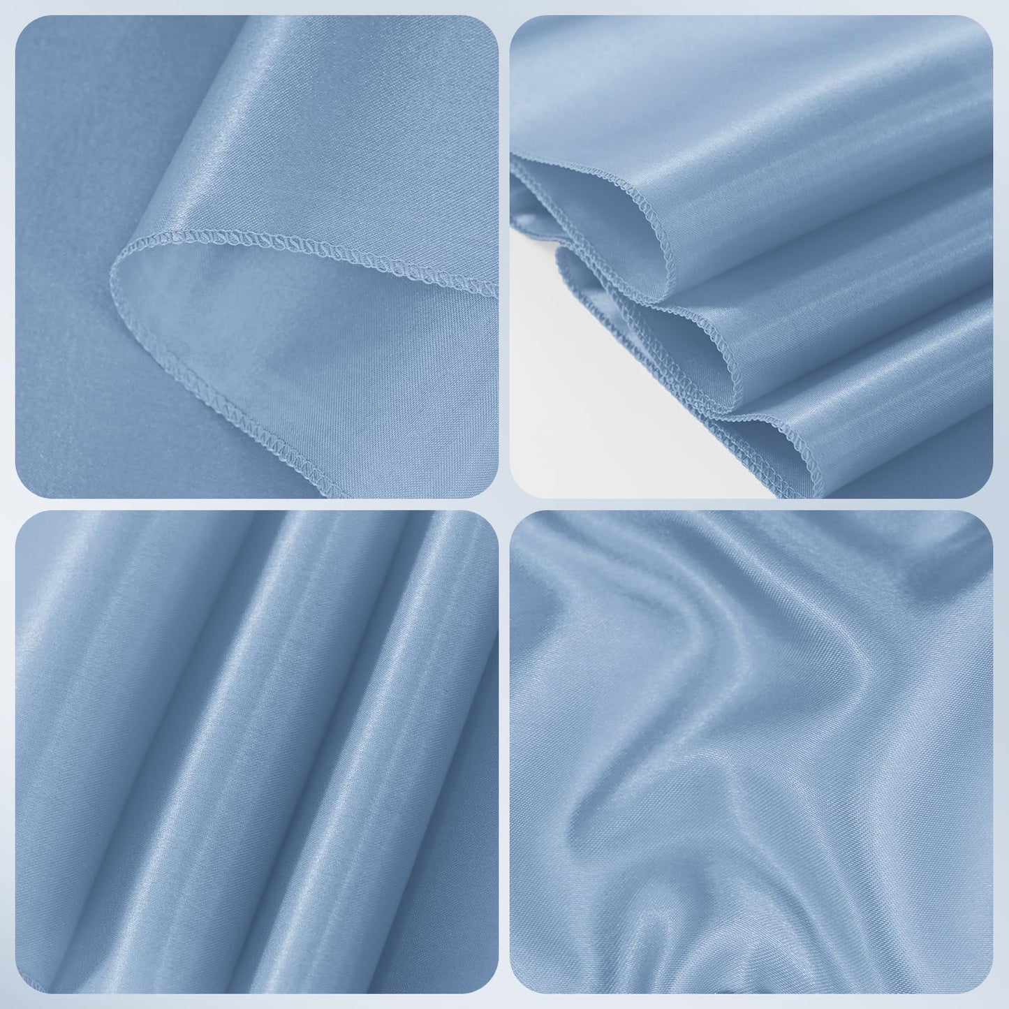 REWOMC 60 PCS 7x78 Inch Dusty Blue Satin Chair Sashes Bows Suitable for Various Occasions Such as Weddings Banquets Parties, Graduation Ceremonies Etc