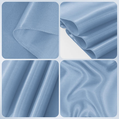 REWOMC 60 PCS 7x78 Inch Dusty Blue Satin Chair Sashes Bows Suitable for Various Occasions Such as Weddings Banquets Parties, Graduation Ceremonies Etc