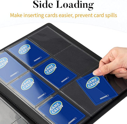 Heavy Duty Card Binder, Fabmaker 9 Pocket Trading Card Binder Holds 360 Cards, Sleek Side-Loading Card Album, Sturdy Card Collection Folder for Game Cards, Sport Cards, White