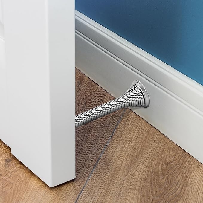 Ravinte Door Stoppers, 24 Pack Satin Nickel Spring Door Stops with Rubber Bumper, Door Stoppers for Bottom of Door